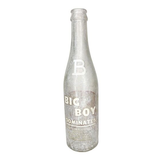 Vintage 1930s/40s Big Boy Beverages Glass 12 Oz. Empty Heavy Soda Bottle - Picture 5 of 5